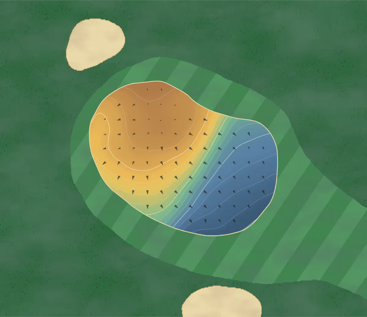 Green contour map of Ravenmeadow in Claines, Worcester, England — 117 elevation contours at a 8-centimeter interval with fall-line arrows, traced from 1-meter lidar