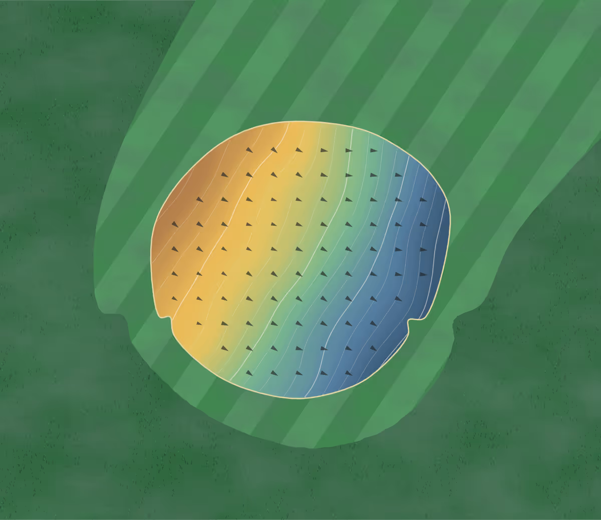 Green contour map of Raymondville in Massena, New York: 95 elevation contours at a 3-inch interval with fall-line arrows, traced from 1-meter lidar