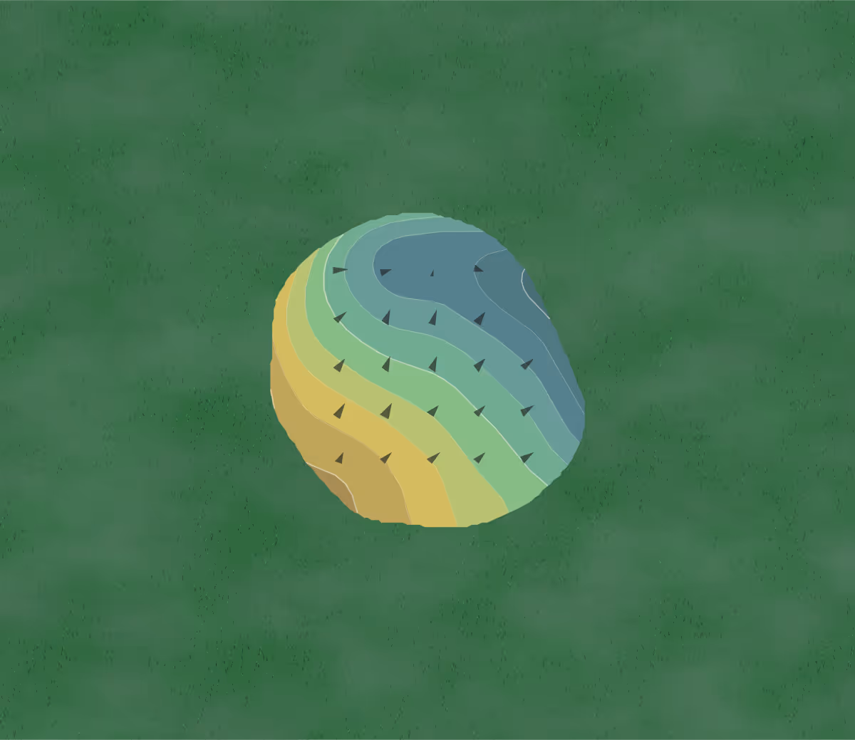 Green contour map of Red Arrow in Kalamazoo, Michigan — 46 elevation contours at a 3-inch interval with fall-line arrows, traced from 1-meter lidar