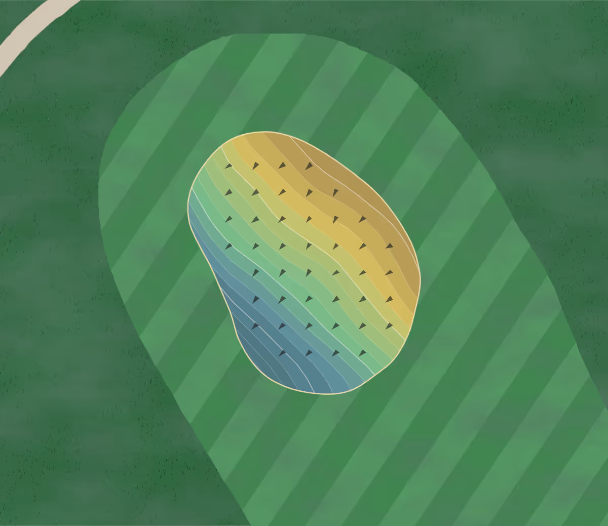 Green contour map of Red Rock in Minnesota, United States — 134 elevation contours at a 3-inch interval with fall-line arrows, traced from 1-meter lidar