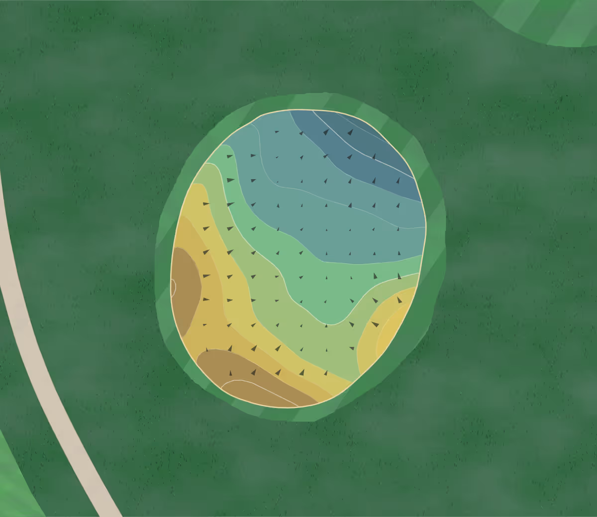 Green contour map of Reeves in Cincinnati, Ohio — 141 elevation contours at a 3-inch interval with fall-line arrows, traced from 1-meter lidar