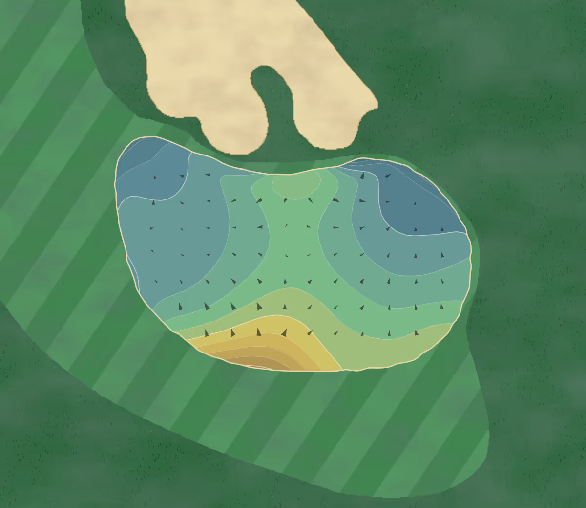 Green contour map of Reflection Bay in Henderson, Nevada — 182 elevation contours at a 3-inch interval with fall-line arrows, traced from 1-meter lidar