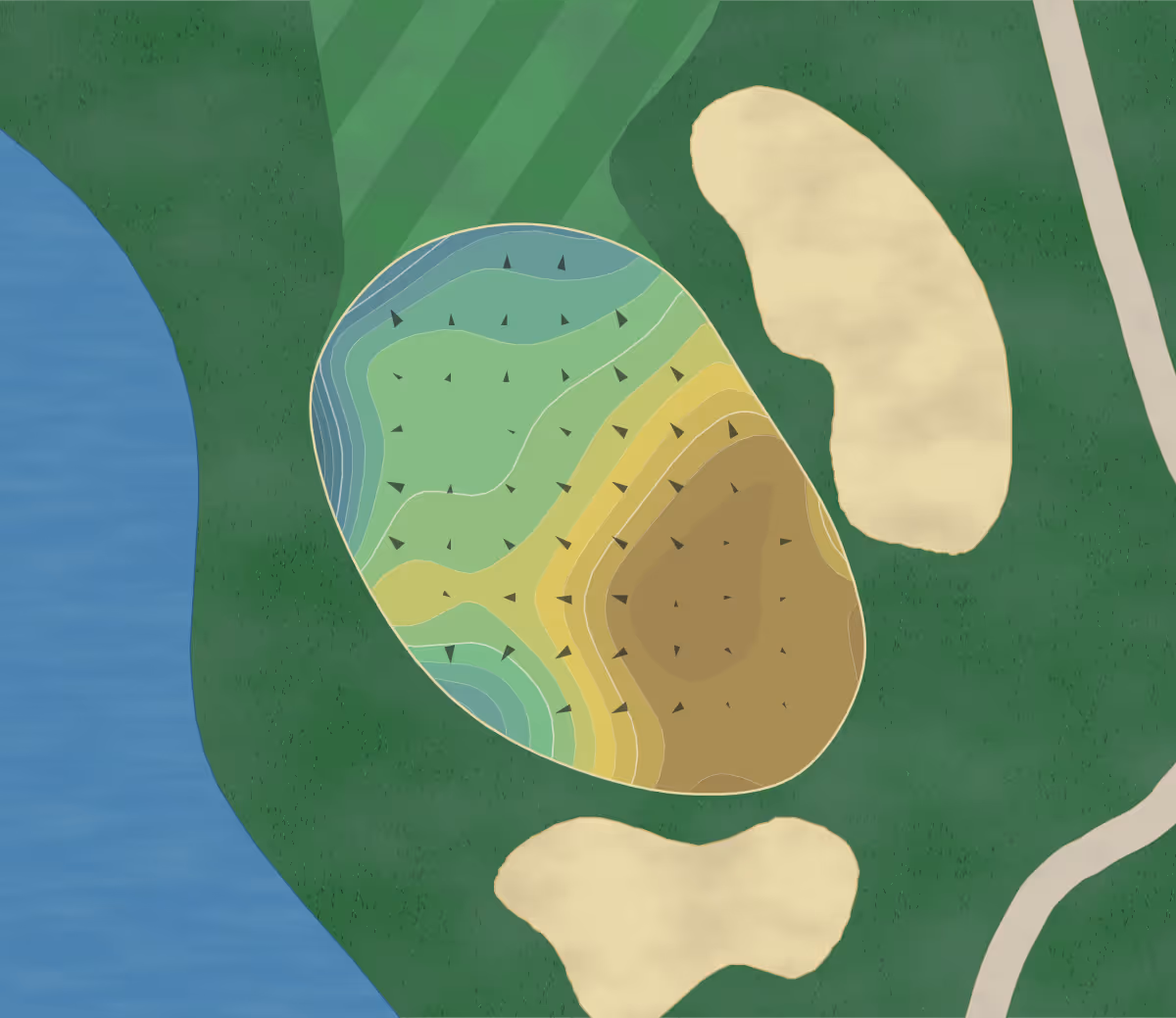 Green contour map of Remington GC in Kissimmee, Florida — 213 elevation contours at a 3-inch interval with fall-line arrows, traced from 1-meter lidar