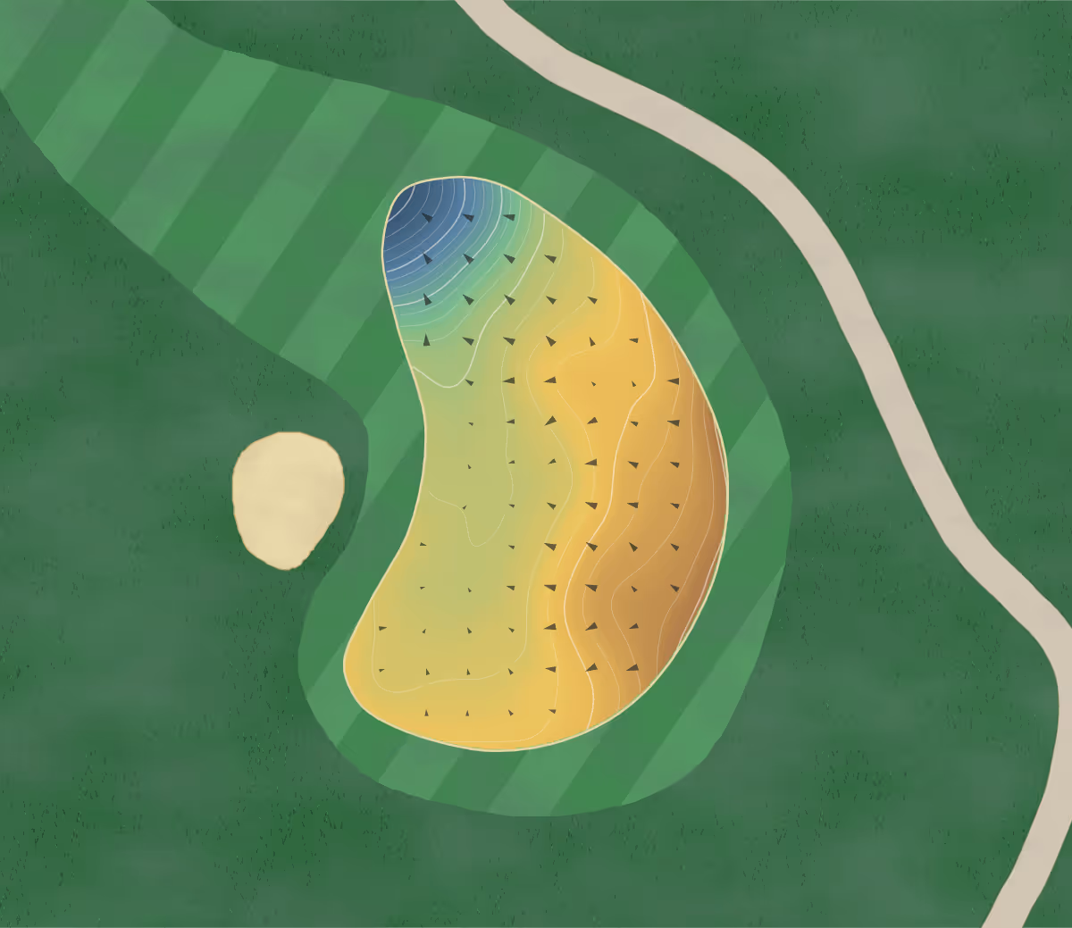 Green contour map of Reynolds Lake Oconee in Greensboro, Georgia: 21 elevation contours at a 3-inch interval with fall-line arrows, traced from 1-meter lidar