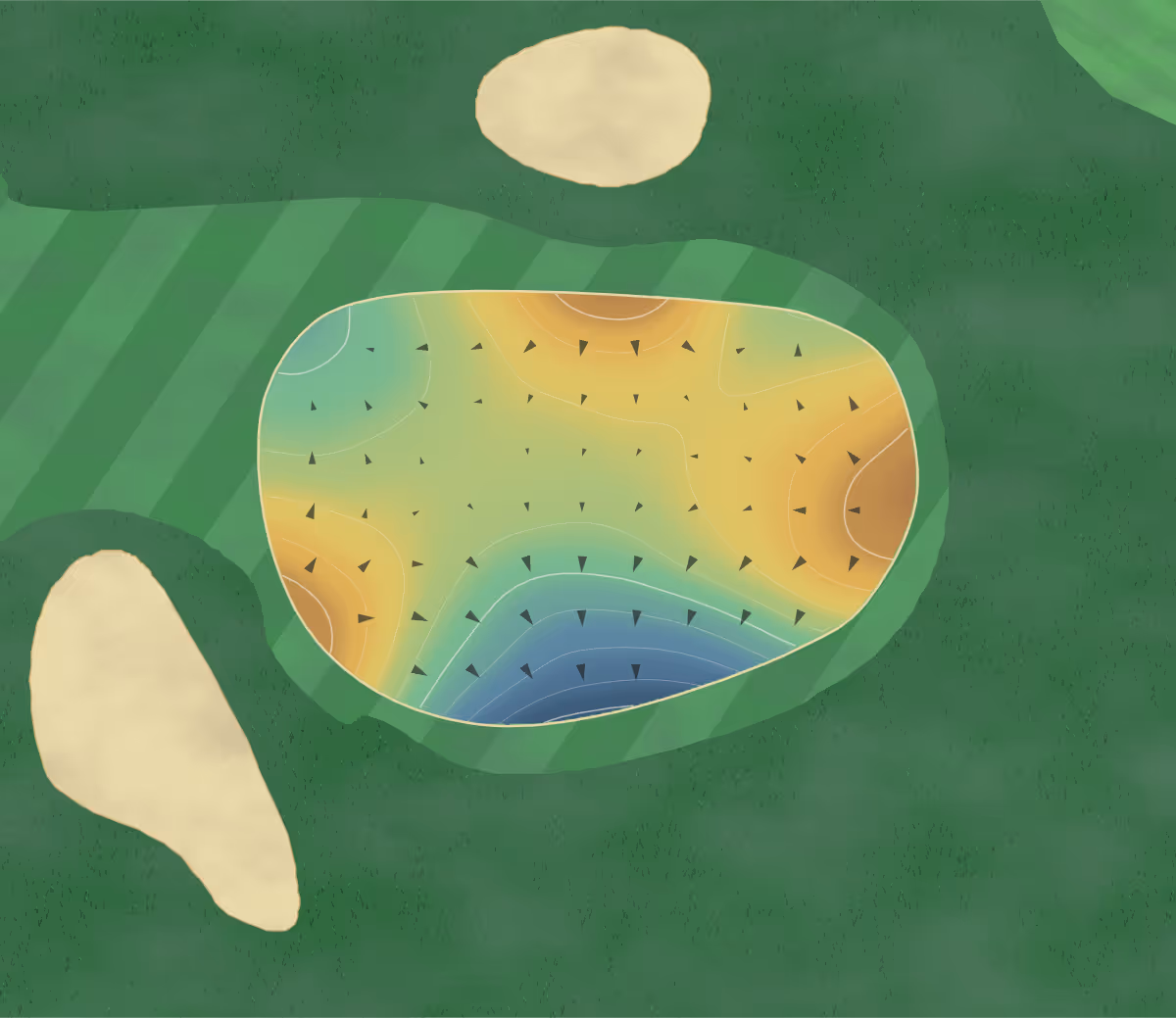 Green contour map of Rice Lake in Lake Mills, Iowa: 161 elevation contours at a 3-inch interval with fall-line arrows, traced from 1-meter lidar
