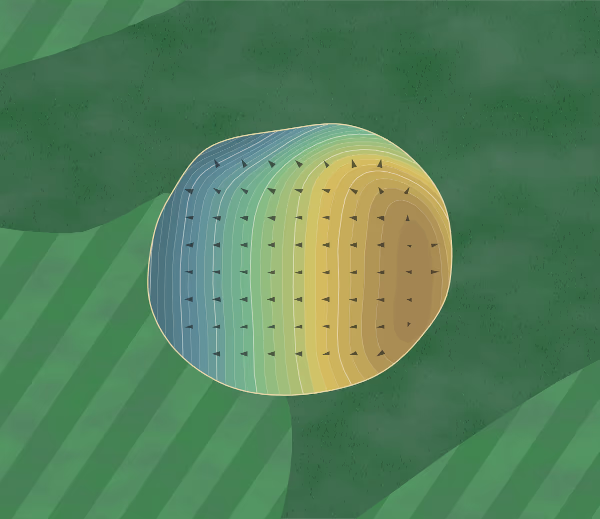 Green contour map of Richland Greens in Johnstown, Pennsylvania — 138 elevation contours at a 3-inch interval with fall-line arrows, traced from 1-meter lidar