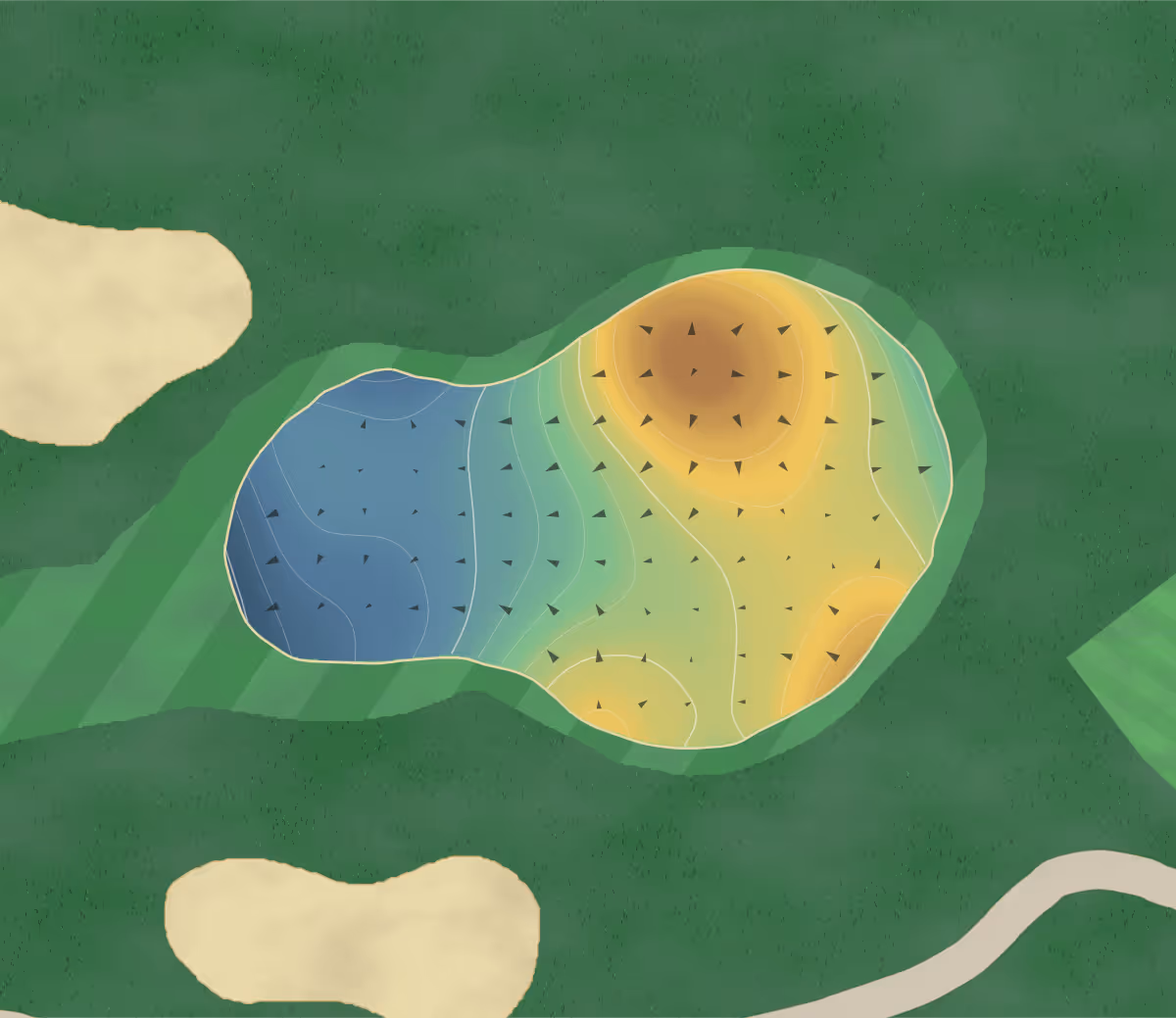 Green contour map of Ridders Farm in East Bridgewater, Massachusetts — 204 elevation contours at a 3-inch interval with fall-line arrows, traced from 1-meter lidar