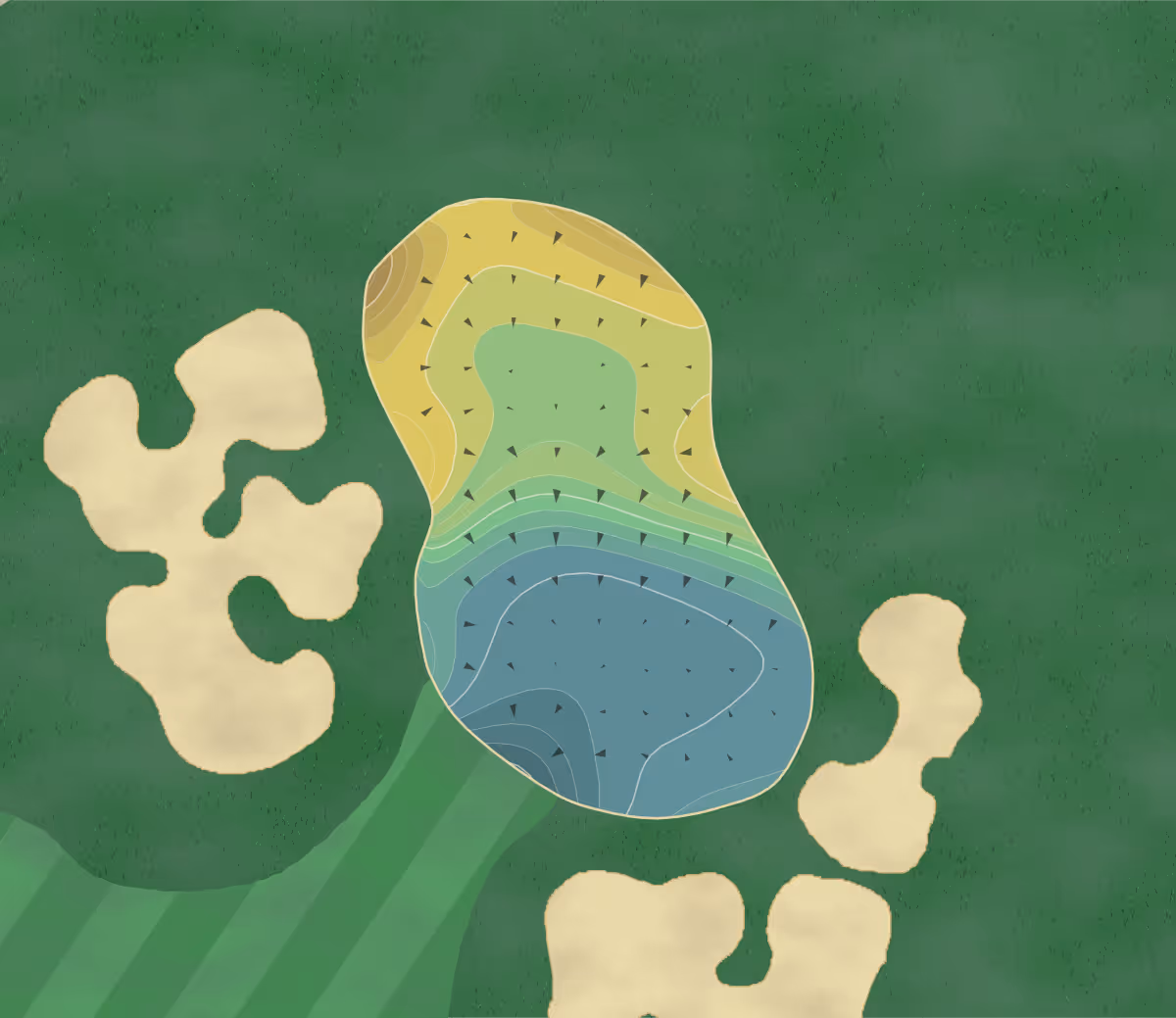Green contour map of Ridge Castle in Castle Rock, Colorado — 243 elevation contours at a 3-inch interval with fall-line arrows, traced from 1-meter lidar