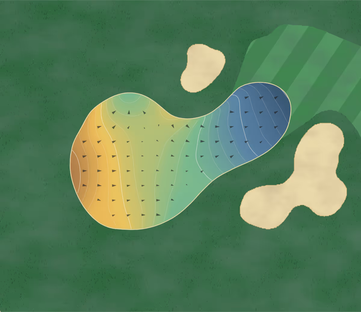 Green contour map of Ridge Country in Chicago, Illinois — 159 elevation contours at a 3-inch interval with fall-line arrows, traced from 1-meter lidar