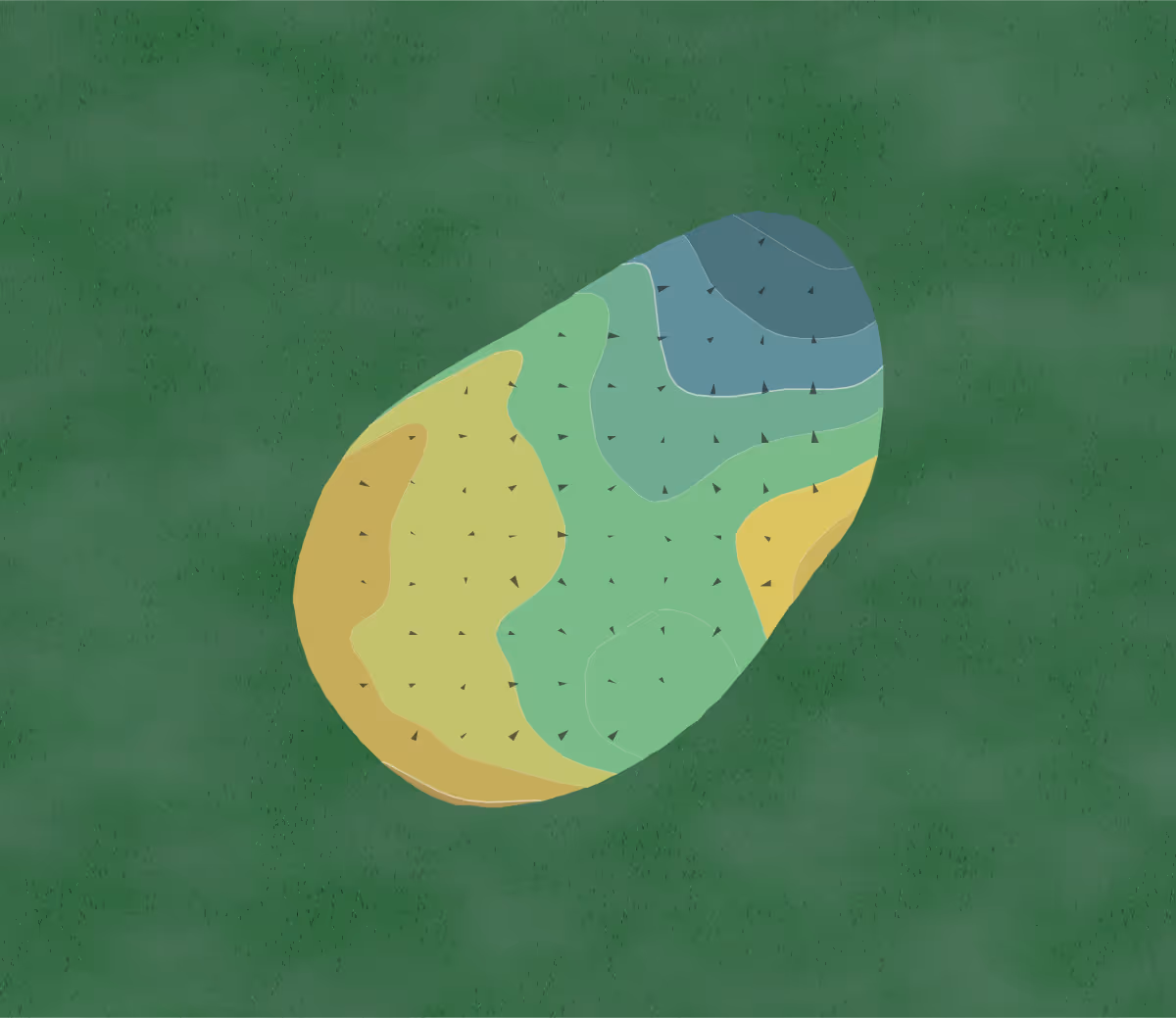 Green contour map of Rio Verde in Rio Verde, Arizona — 7 elevation contours at a 3-inch interval with fall-line arrows, traced from 1-meter lidar