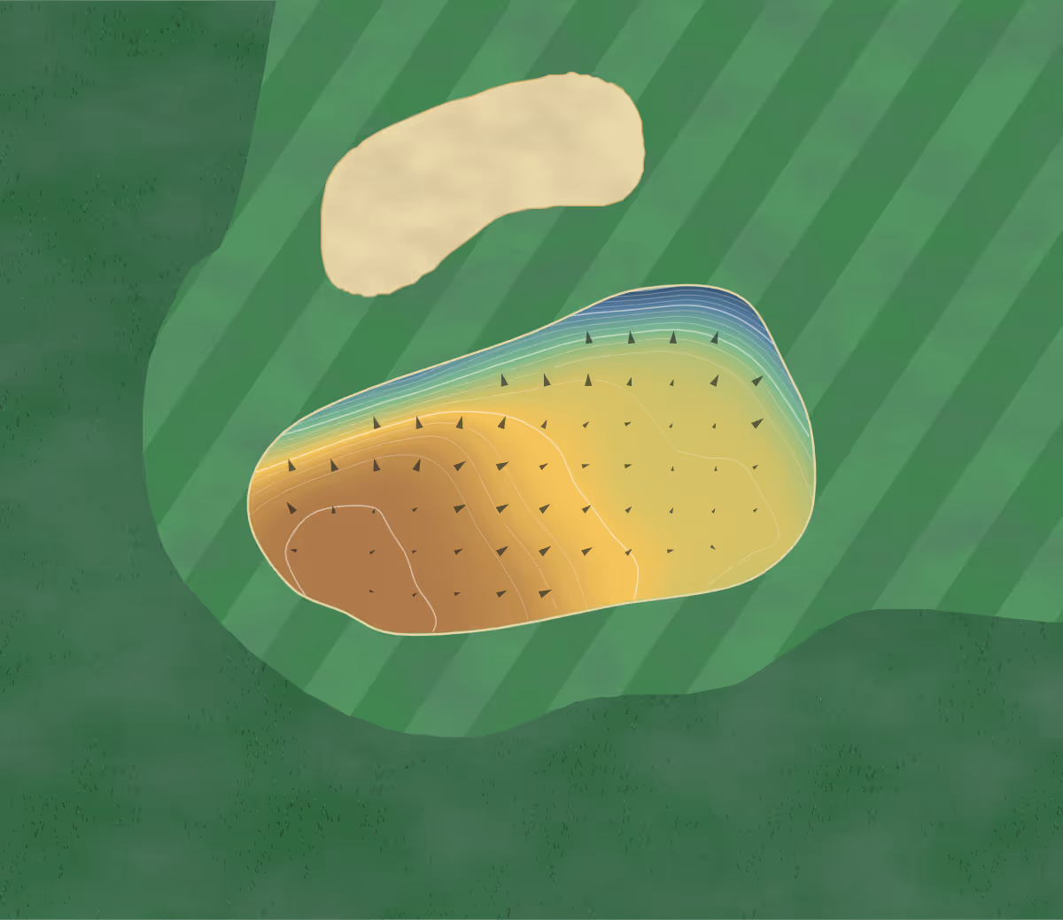 Green contour map of Rishton in Blackburn, England: 62 elevation contours at a 8-centimeter interval with fall-line arrows, traced from 1-meter lidar