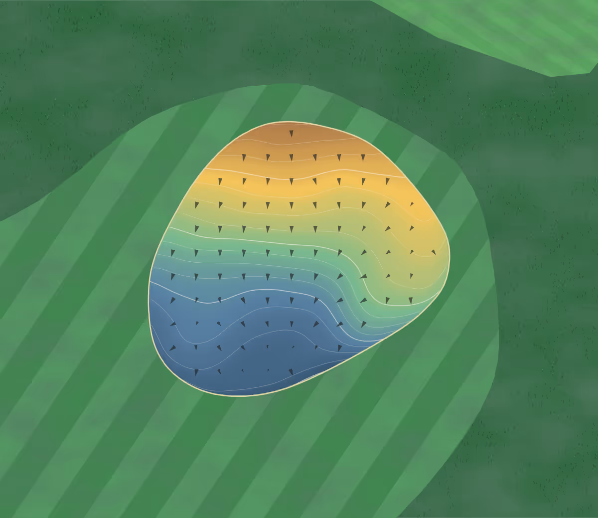 Green contour map of Ritzville in Ritzville, Washington: 34 elevation contours at a 3-inch interval with fall-line arrows, traced from 1-meter lidar