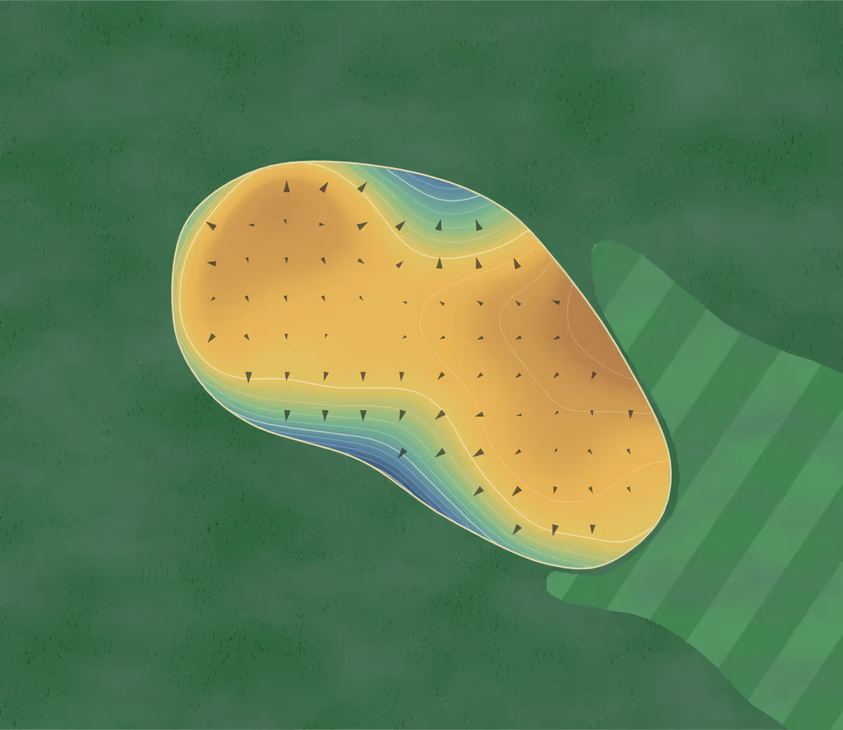 Green contour map of River Club in Suwanee, Georgia: 200 elevation contours at a 3-inch interval with fall-line arrows, traced from 1-meter lidar