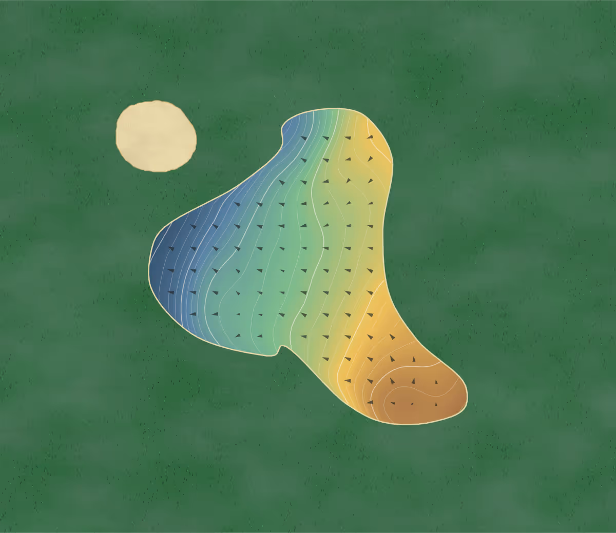 Green contour map of River Hills in Thomasville, Canada: 104 elevation contours at a 8-centimeter interval with fall-line arrows, traced from 1-meter lidar