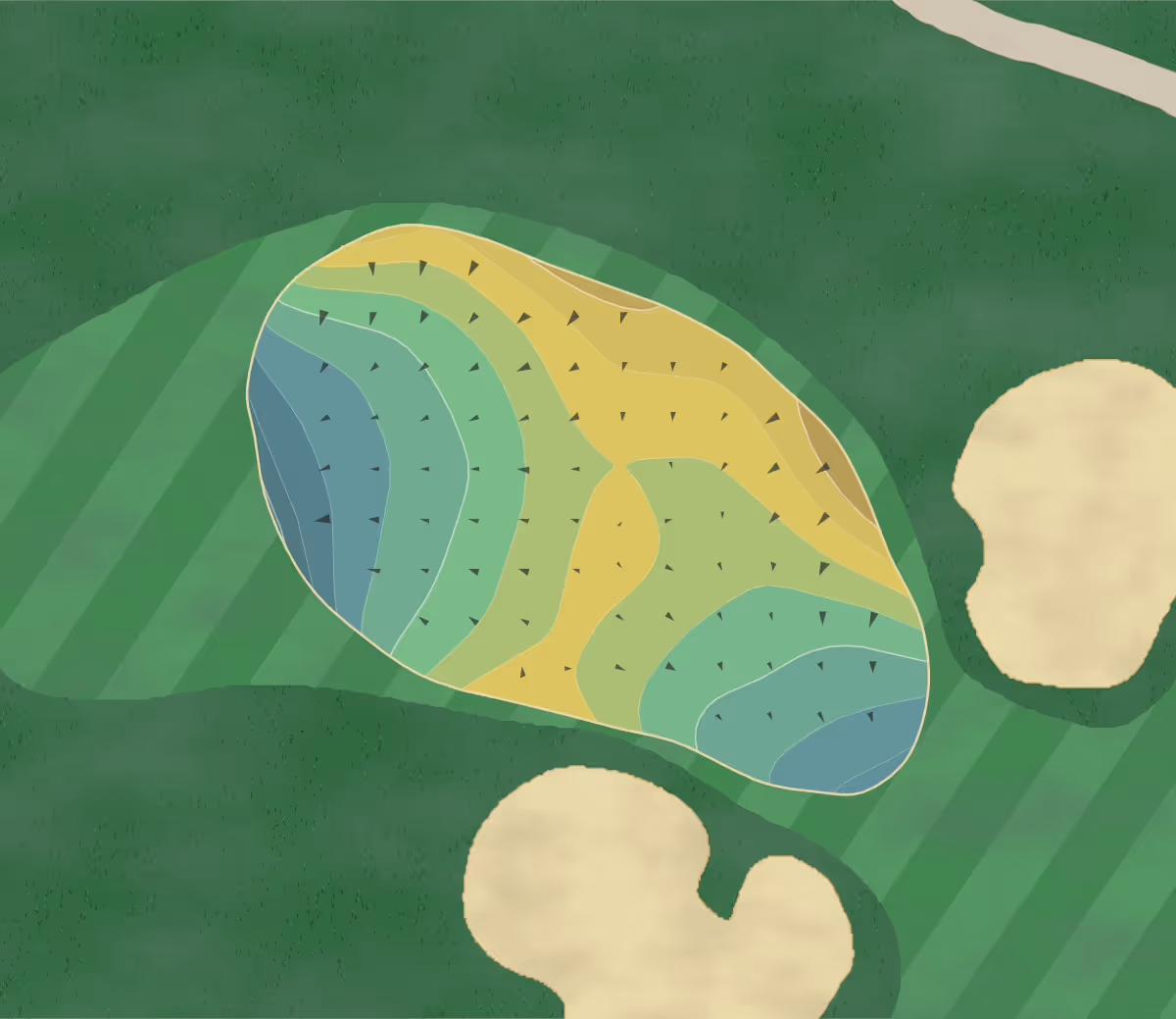 Green contour map of River Marsh in Cambridge, Maryland — 197 elevation contours at a 3-inch interval with fall-line arrows, traced from 1-meter lidar