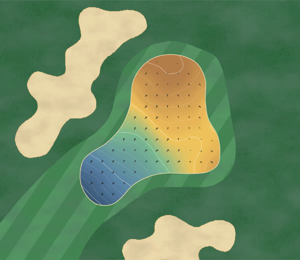Green contour map of River Oaks in Cottage Grove, Minnesota — 195 elevation contours at a 3-inch interval with fall-line arrows, traced from 1-meter lidar