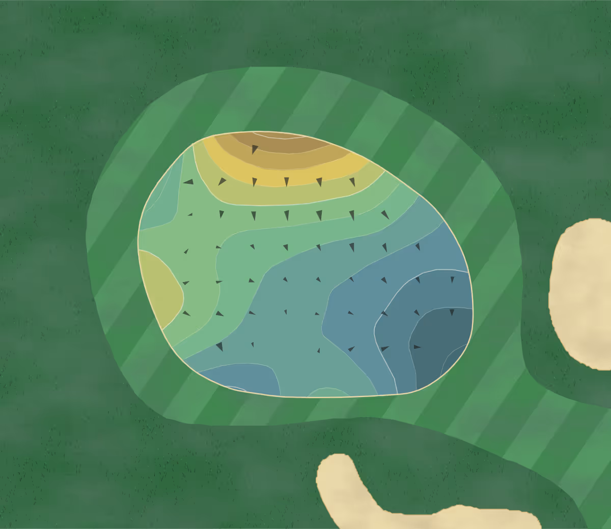 Green contour map of River Plantation in Conroe, Texas — 168 elevation contours at a 3-inch interval with fall-line arrows, traced from 1-meter lidar