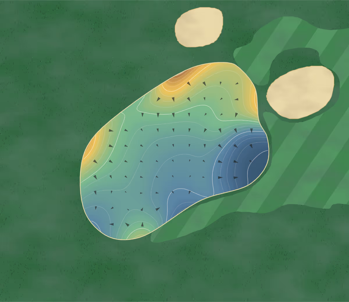 Green contour map of River Strand in Bradenton, Florida: 382 elevation contours at a 3-inch interval with fall-line arrows, traced from 1-meter lidar