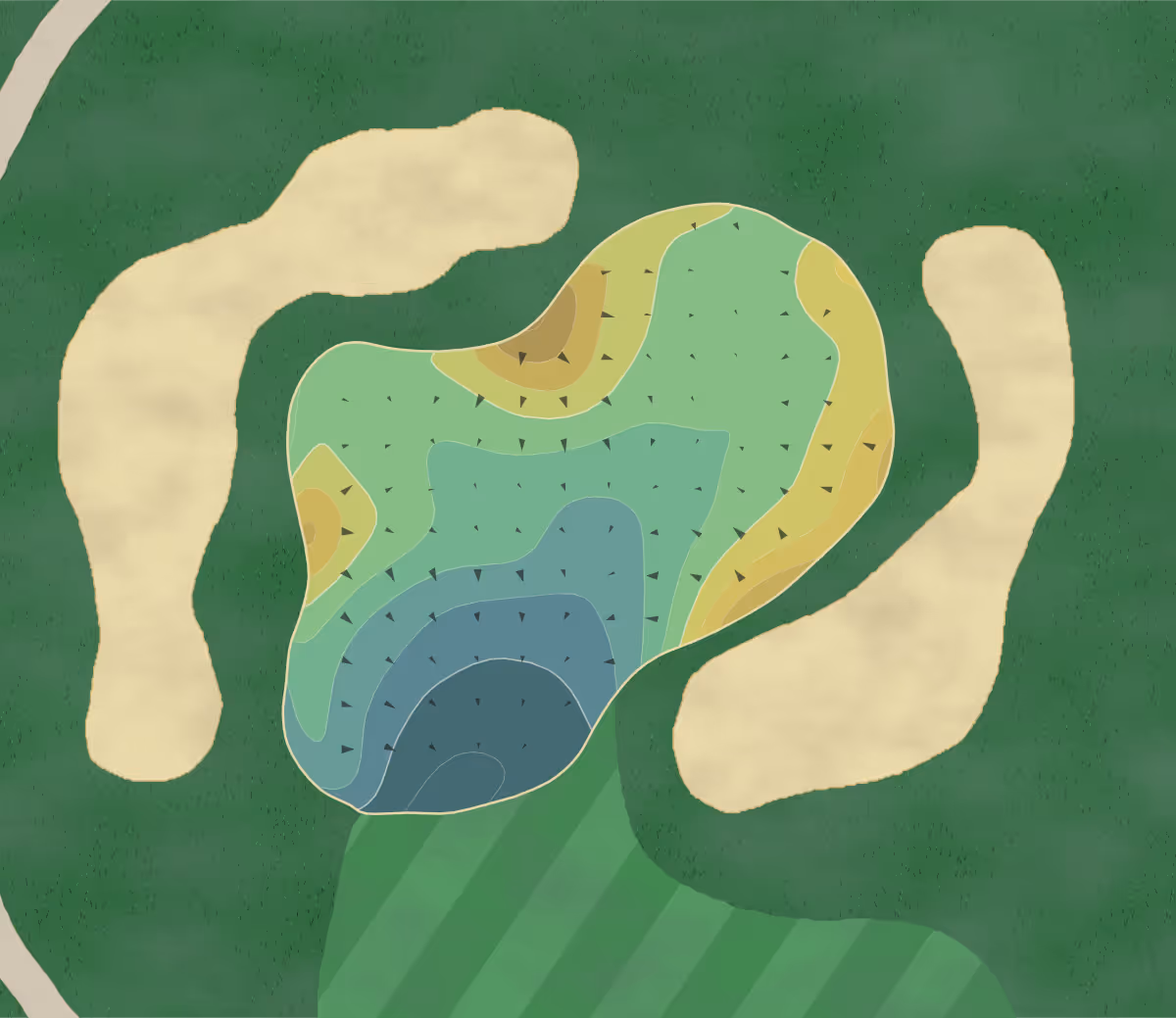 Green contour map of Riverbend in Riverton, Utah — 172 elevation contours at a 3-inch interval with fall-line arrows, traced from 1-meter lidar
