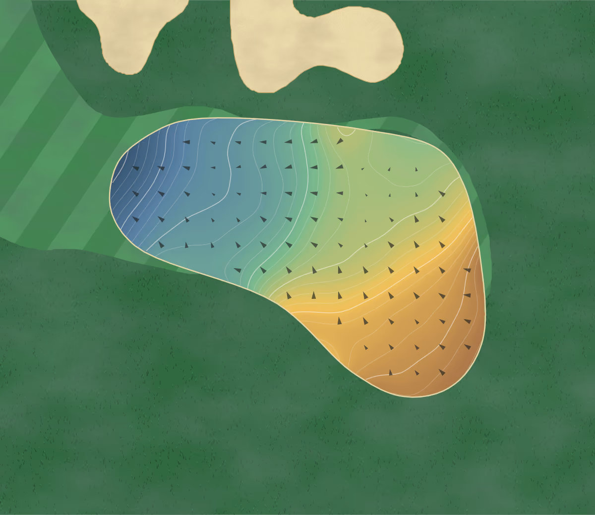 Green contour map of Riverchase in Pelham, Alabama: 110 elevation contours at a 3-inch interval with fall-line arrows, traced from 1-meter lidar
