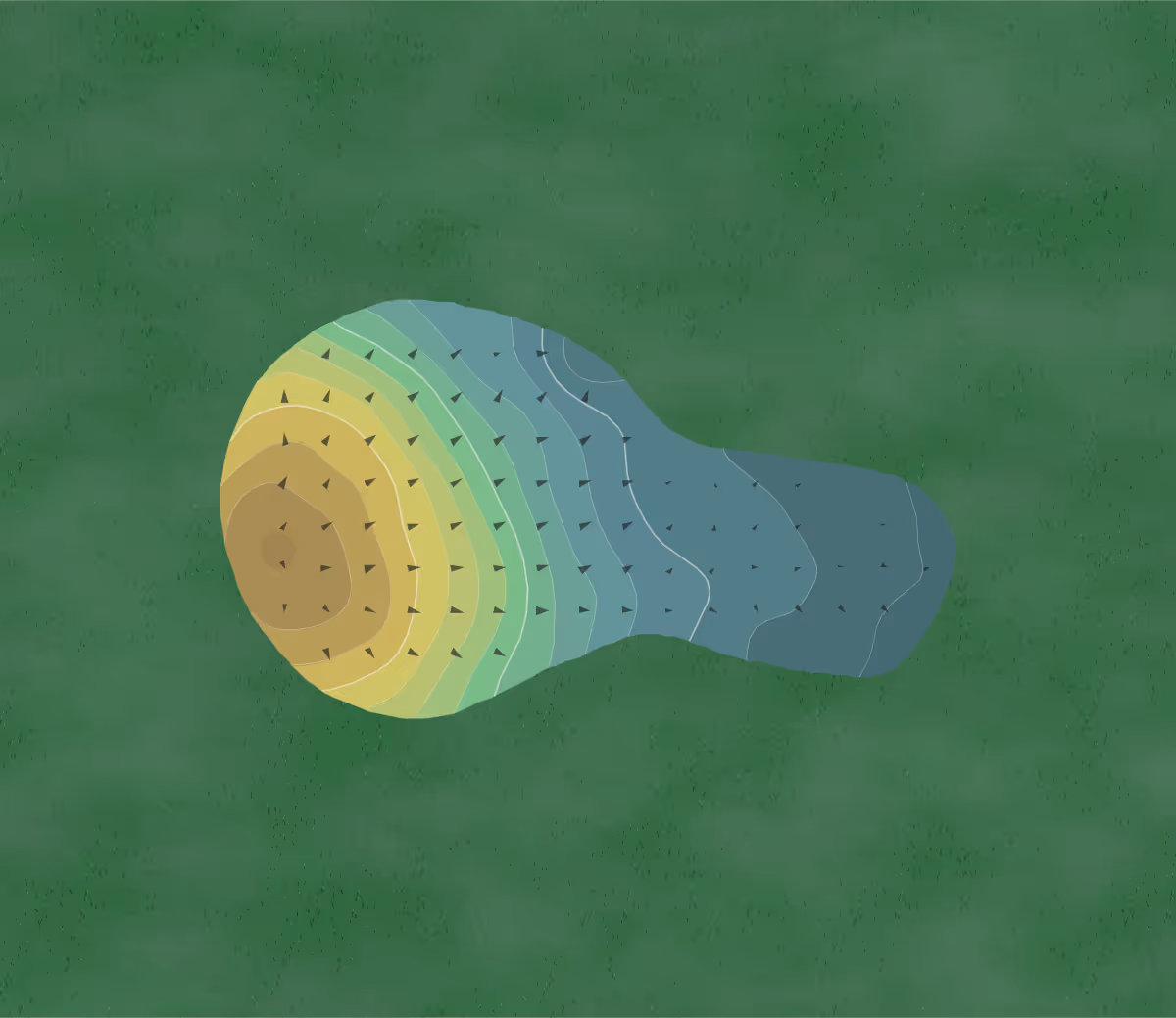 Green contour map of Riverside in Raddison, Wisconsin — 72 elevation contours at a 3-inch interval with fall-line arrows, traced from 1-meter lidar