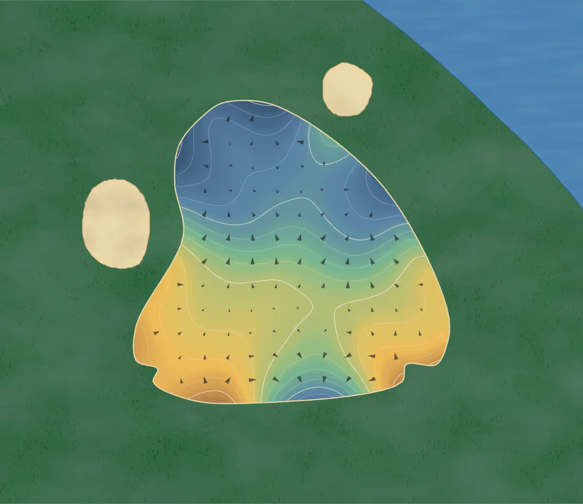 Green contour map of Riverton Pointe in Hardeeville, South Carolina — 178 elevation contours at a 3-inch interval with fall-line arrows, traced from 1-meter lidar