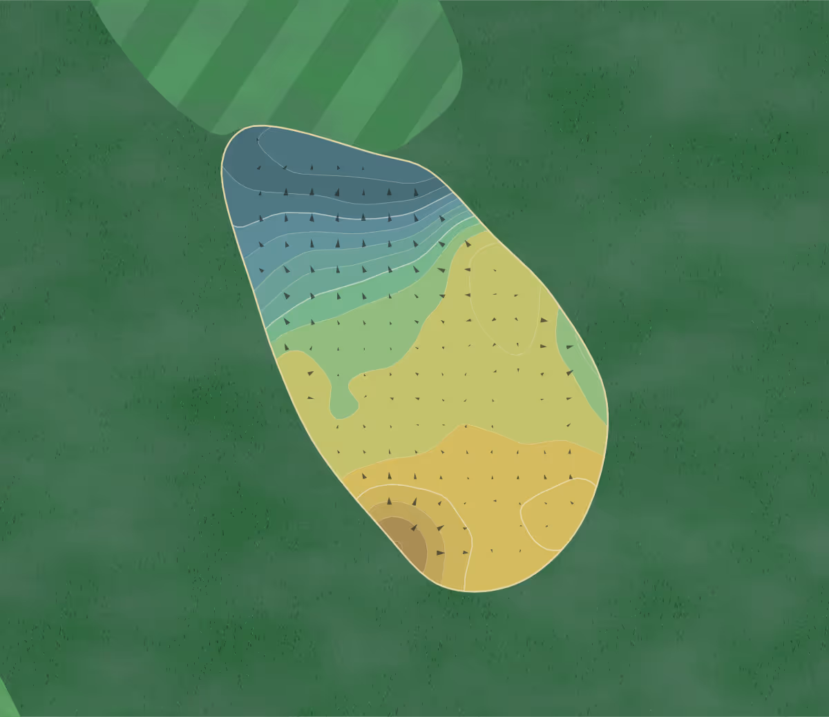 Green contour map of Riverview Golf in Newton Falls, Ohio — 197 elevation contours at a 3-inch interval with fall-line arrows, traced from 1-meter lidar