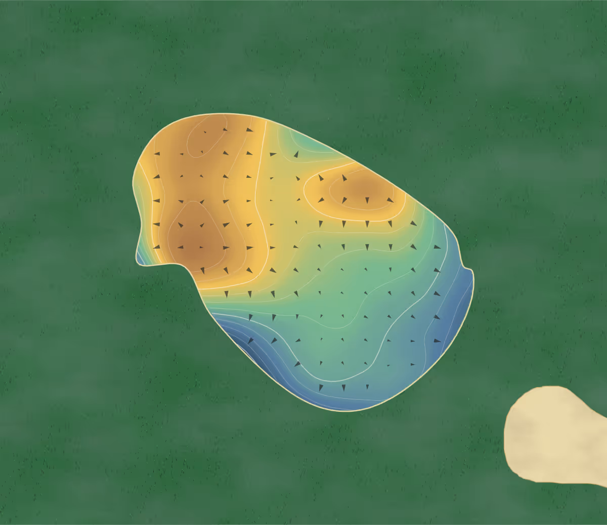 Green contour map of Riverwood in Mt Pleasant, Michigan: 181 elevation contours at a 3-inch interval with fall-line arrows, traced from 1-meter lidar