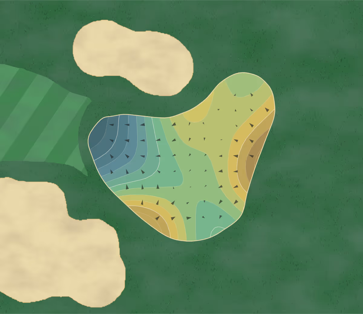 Green contour map of Robert A in Chicago, Illinois — 105 elevation contours at a 3-inch interval with fall-line arrows, traced from 1-meter lidar