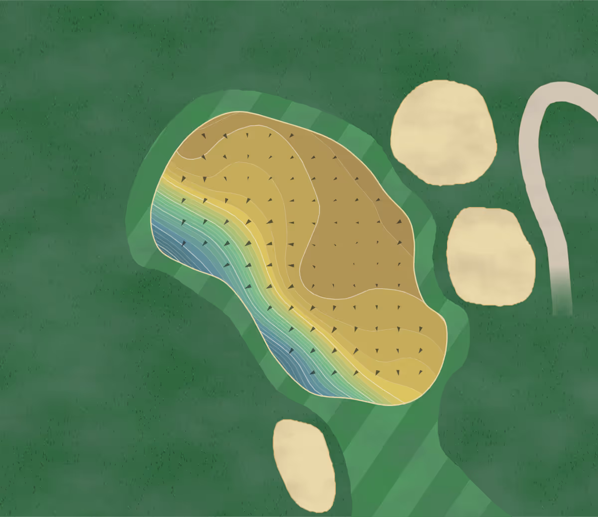 Green contour map of Rock Island in Rock Island, Washington — 239 elevation contours at a 3-inch interval with fall-line arrows, traced from 1-meter lidar