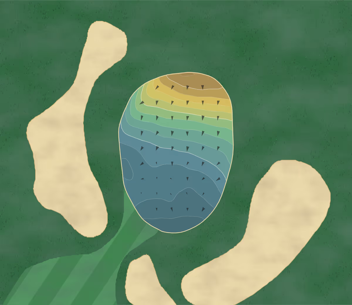 Green contour map of Rockport GC in Rockport, Massachusetts — 57 elevation contours at a 3-inch interval with fall-line arrows, traced from 1-meter lidar