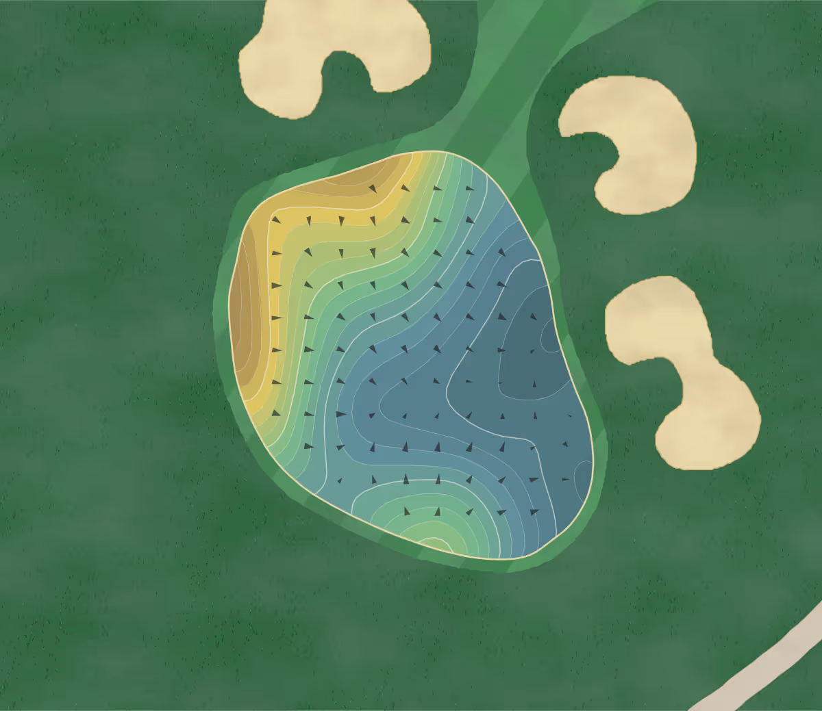 Green contour map of Rockrimmon in Stamford, Connecticut — 253 elevation contours at a 3-inch interval with fall-line arrows, traced from 1-meter lidar