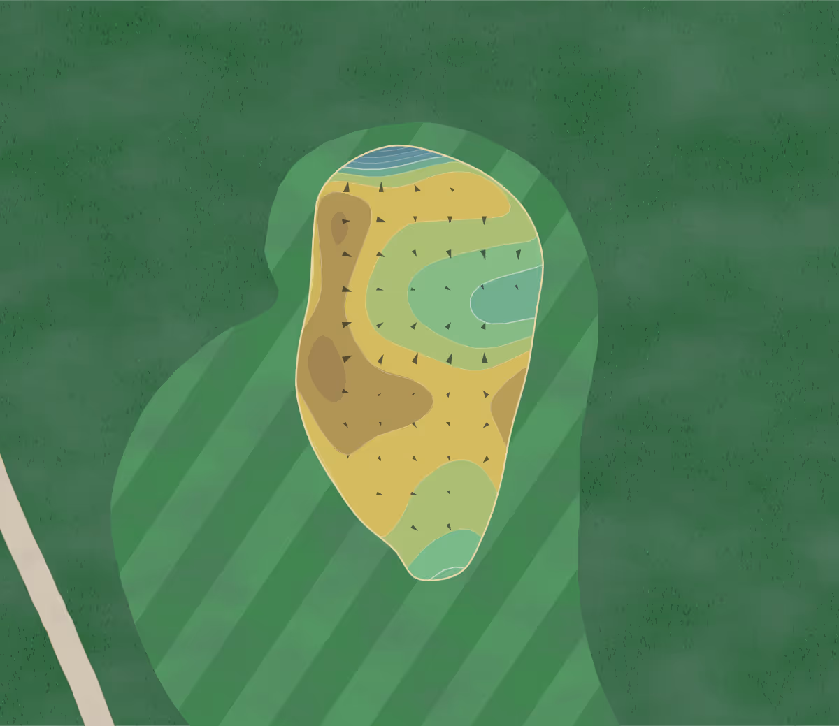 Green contour map of Rockwall Golf in Rockwall, Texas — 176 elevation contours at a 3-inch interval with fall-line arrows, traced from 1-meter lidar