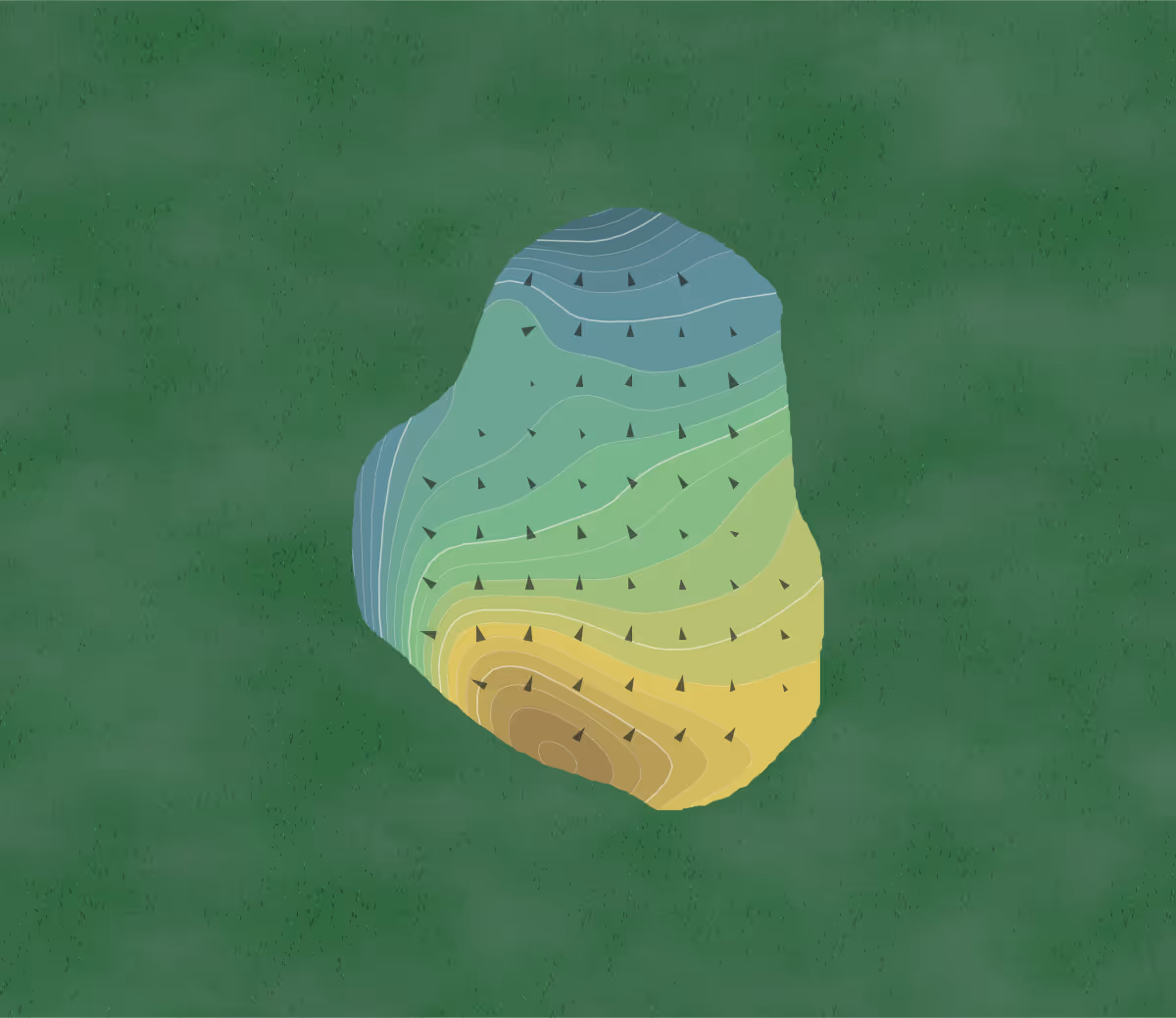 Green contour map of Rocky Bayou in Niceville, Florida — 214 elevation contours at a 3-inch interval with fall-line arrows, traced from 1-meter lidar