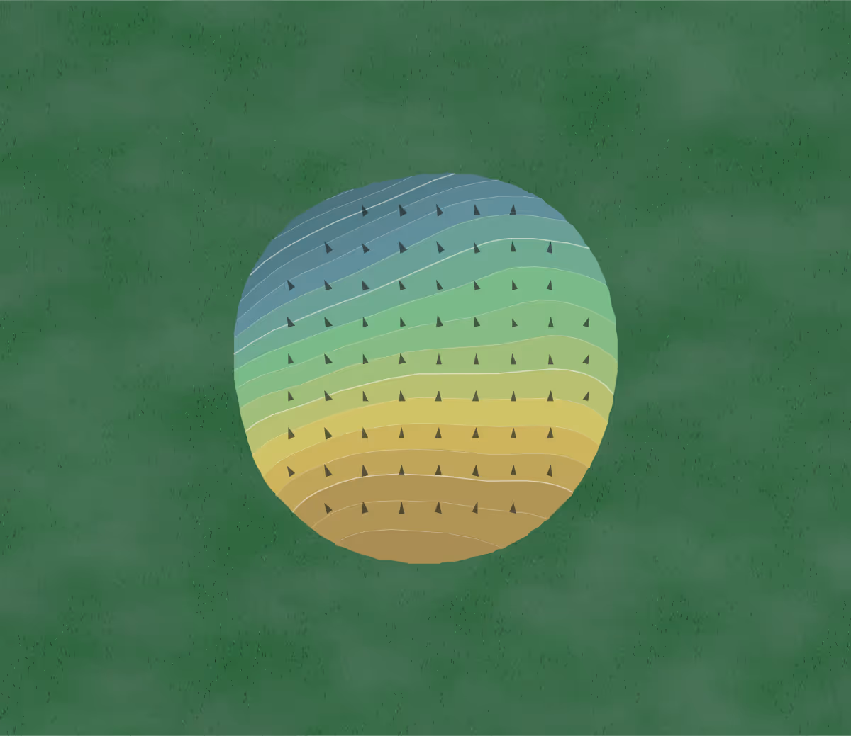 Green contour map of Rolling Green Golf Course in Huntsburg, Ohio — 156 elevation contours at a 3-inch interval with fall-line arrows, traced from 1-meter lidar