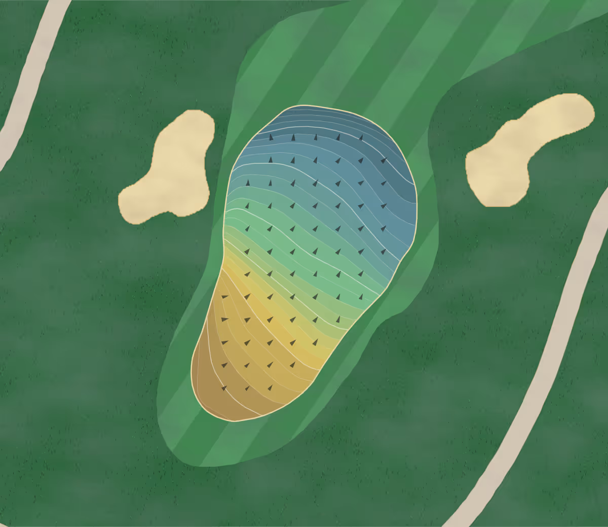 Green contour map of Rolling Hills in Golden, Colorado — 298 elevation contours at a 3-inch interval with fall-line arrows, traced from 1-meter lidar