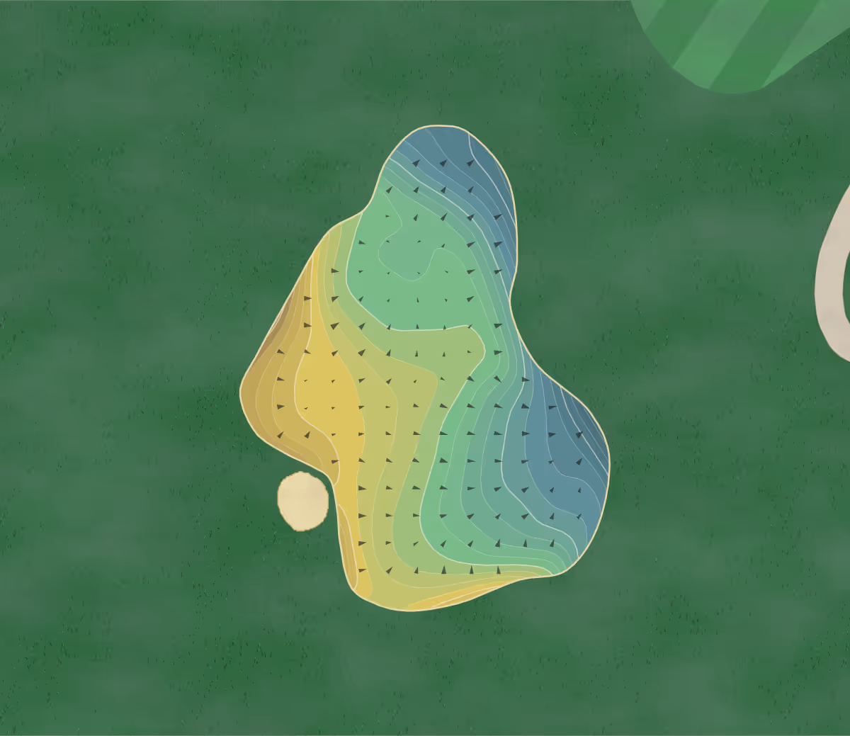 Green contour map of Rolling Hills in Paducah, Kentucky — 240 elevation contours at a 3-inch interval with fall-line arrows, traced from 1-meter lidar