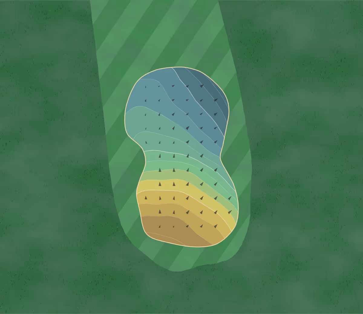Green contour map of Rolling Hills Par 3 in Chaffee, New York — 93 elevation contours at a 3-inch interval with fall-line arrows, traced from 1-meter lidar