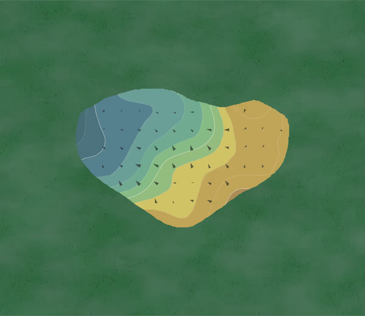 Green contour map of Ross Rogers in Amarillo, Texas — 18 elevation contours at a 3-inch interval with fall-line arrows, traced from 1-meter lidar