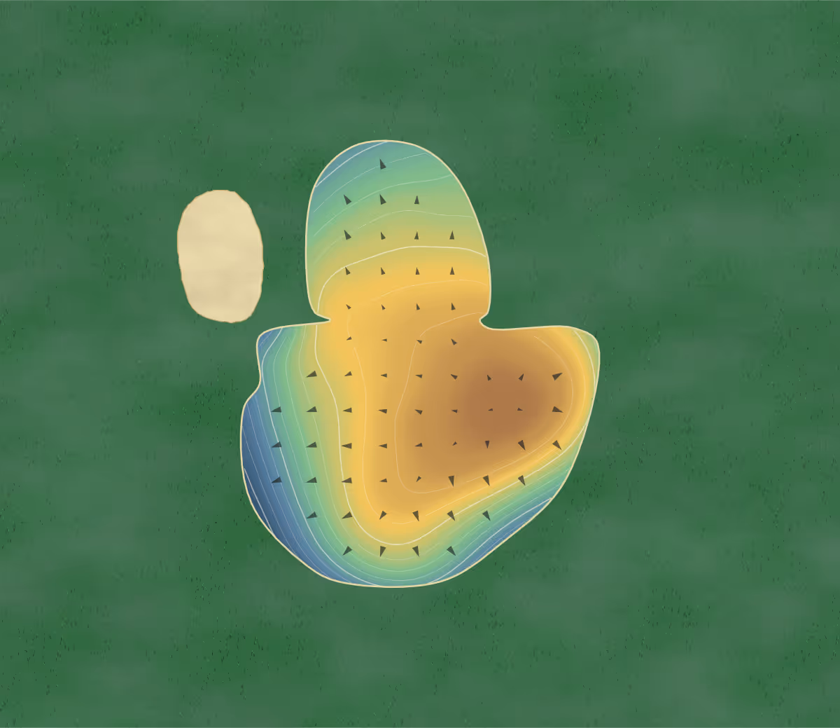 Green contour map of Royal Wood in Naples, Florida: 302 elevation contours at a 3-inch interval with fall-line arrows, traced from 1-meter lidar