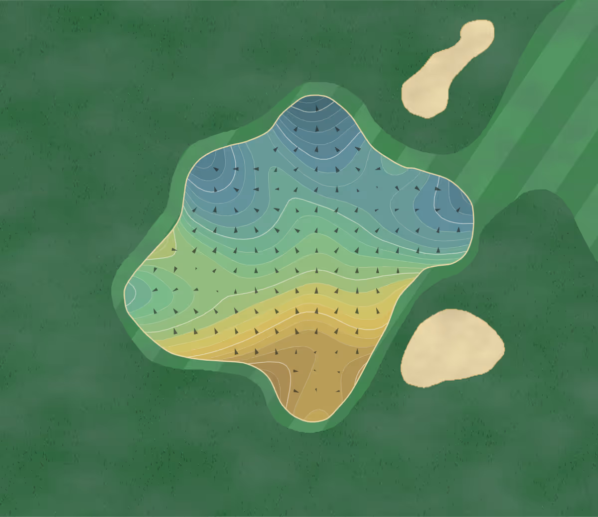 Green contour map of Running Deer in Elmer, New Jersey — 276 elevation contours at a 3-inch interval with fall-line arrows, traced from 1-meter lidar