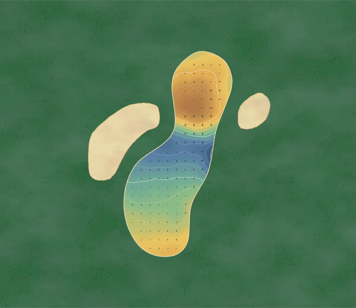 Green contour map of Rusper in Rusper, England: 120 elevation contours at a 8-centimeter interval with fall-line arrows, traced from 1-meter lidar