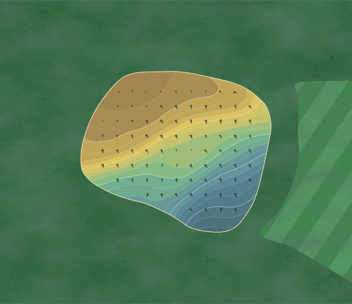 Green contour map of Ryder Brook in Morrisville, Vermont — 99 elevation contours at a 3-inch interval with fall-line arrows, traced from 1-meter lidar