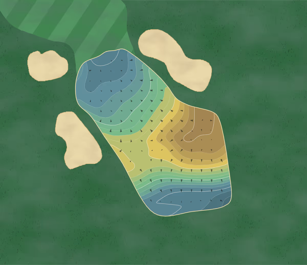 Green contour map of Saint Charles in St. Charles, Illinois — 255 elevation contours at a 3-inch interval with fall-line arrows, traced from 1-meter lidar