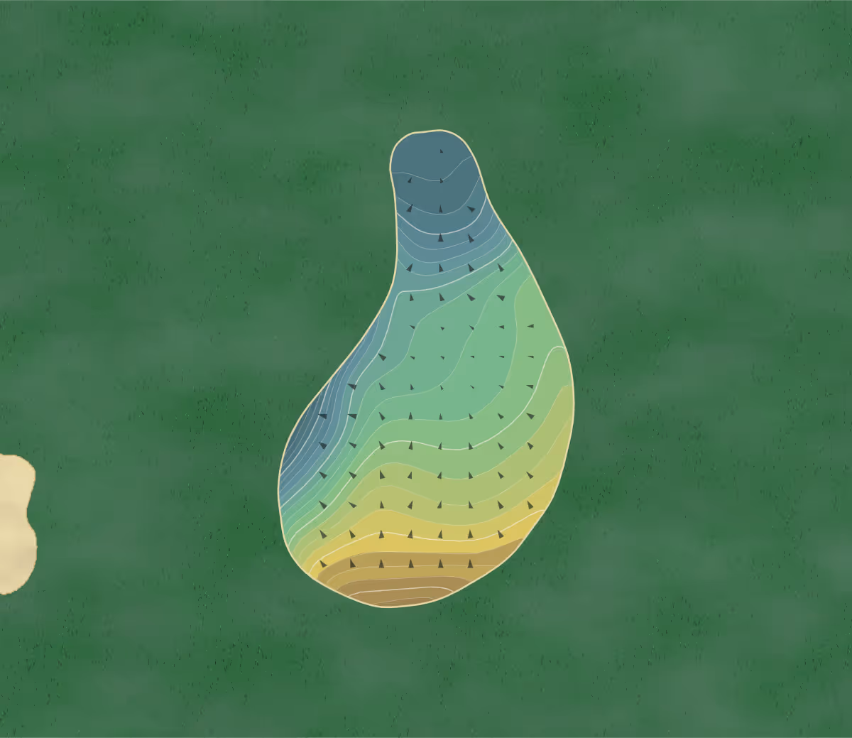 Green contour map of Saint Marlo in Duluth, Georgia — 209 elevation contours at a 3-inch interval with fall-line arrows, traced from 1-meter lidar