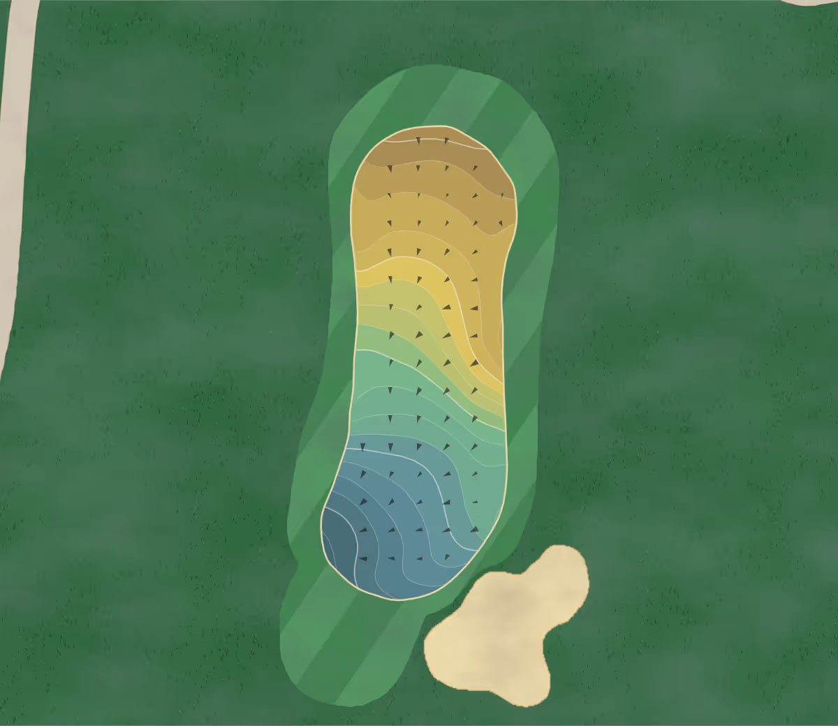 Green contour map of Salem Glen in Clemmons, North Carolina — 167 elevation contours at a 3-inch interval with fall-line arrows, traced from 1-meter lidar