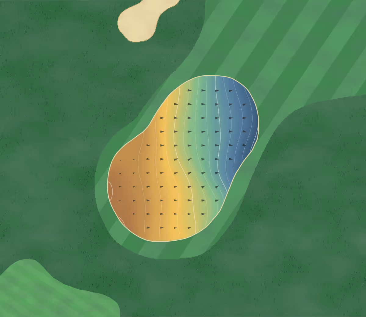 Green contour map of Salisbury & South Wilts in Salisbury, England: 140 elevation contours at a 8-centimeter interval with fall-line arrows, traced from 1-meter lidar