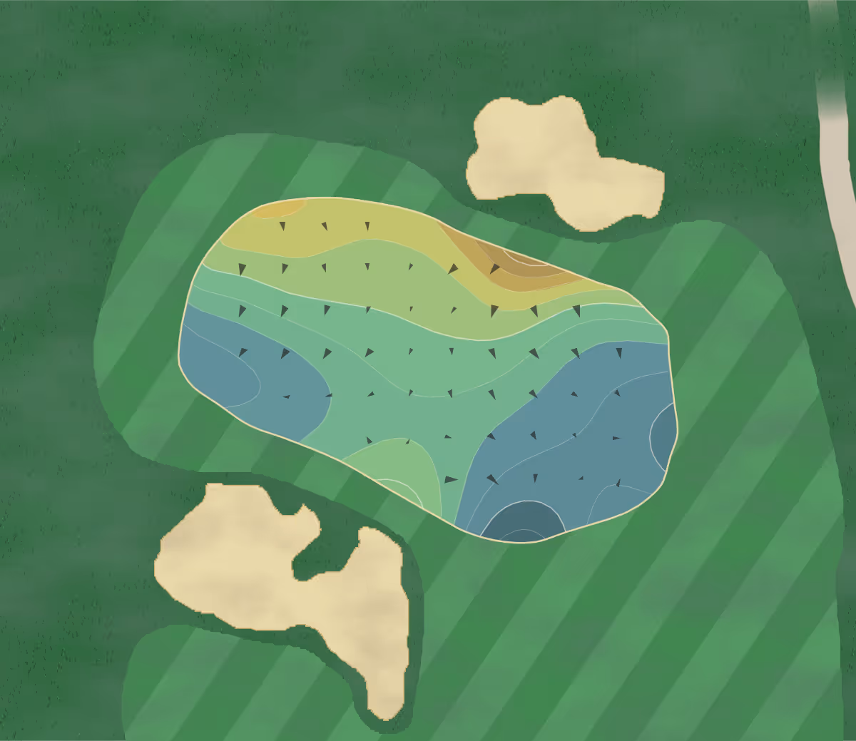 Green contour map of San Gabriel in San Gabriel, California — 183 elevation contours at a 3-inch interval with fall-line arrows, traced from 1-meter lidar