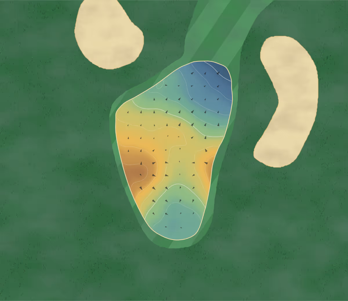 Green contour map of Sanctuary Golf in New Lenox, Illinois — 133 elevation contours at a 3-inch interval with fall-line arrows, traced from 1-meter lidar