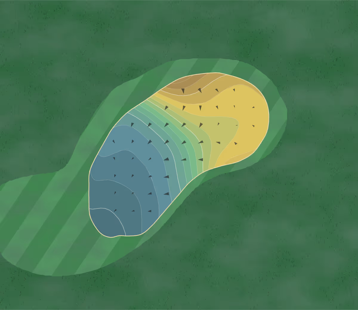 Green contour map of Sand Canyon in Santa Clarita, California — 86 elevation contours at a 3-inch interval with fall-line arrows, traced from 1-meter lidar